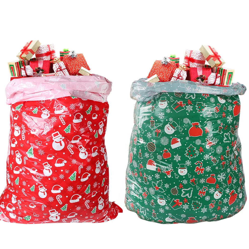 36x56in Merry Christmas Big Candy Bag Santa Santa Claus Gift Bag Snowflake Christmas Decorations For Home New Year Noel Present