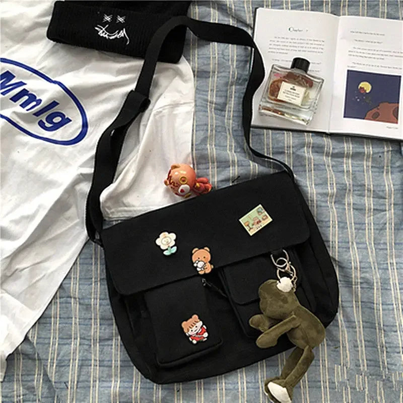 Canvas Messenger Shoulder Bag for Women & Girls