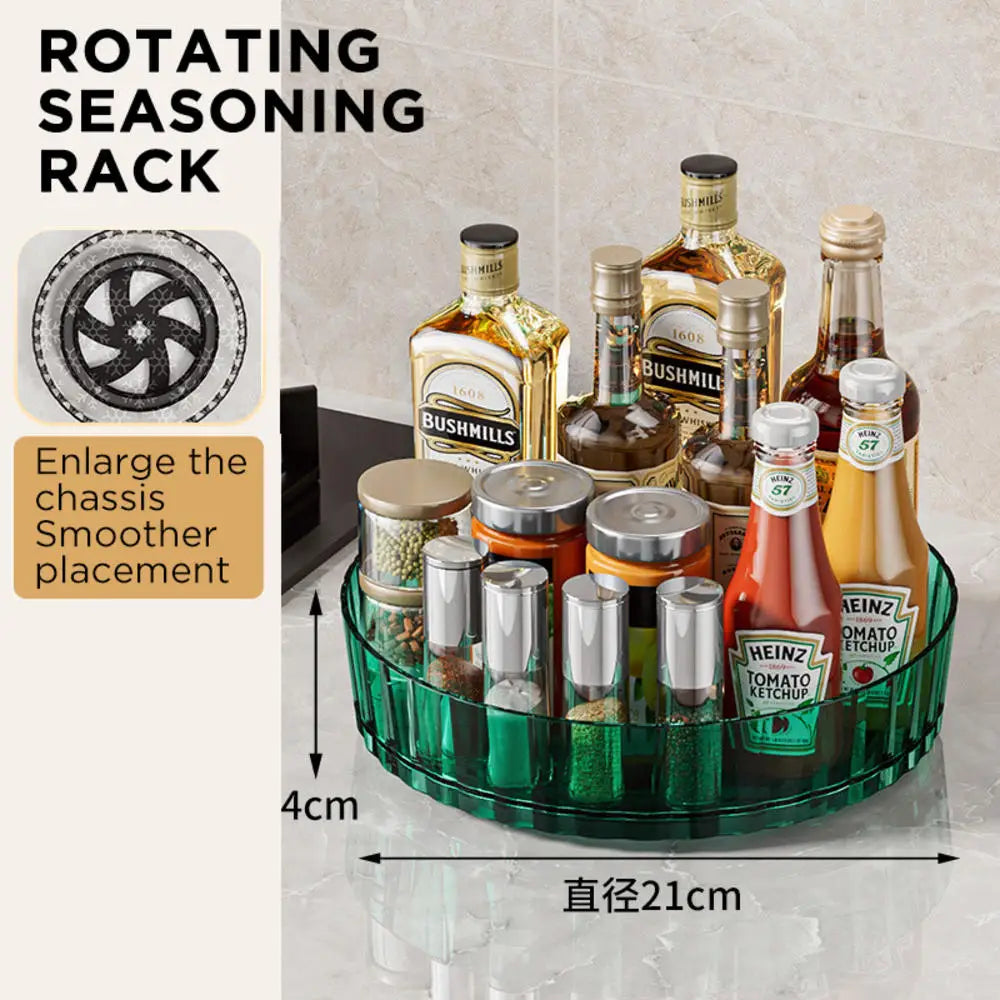 Rotating Tray Spice Rack Pantry Cabinet Turntable With Base Storage Bin Kitchen Organizer For Seasoning Cosmetic Storage Box