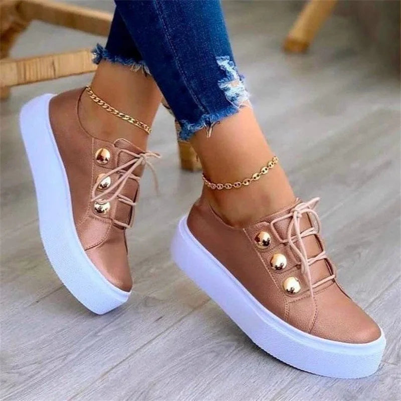 Women’s Platform Lace-Up Sneakers Non-Slip Casual Shoes