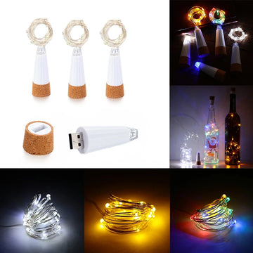 2m 20 LED Cork Bottle Fairy Light USB Rechargeable Indoor Decoration String Lamp for Bedroom Home Party Wedding Christmas