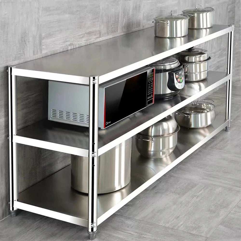 Stainless Steel Shelf, Kitchen Storage Rack, 3-Tier Shelving Units and Storage, Standing Shelving Work Table for Kitchen Garage