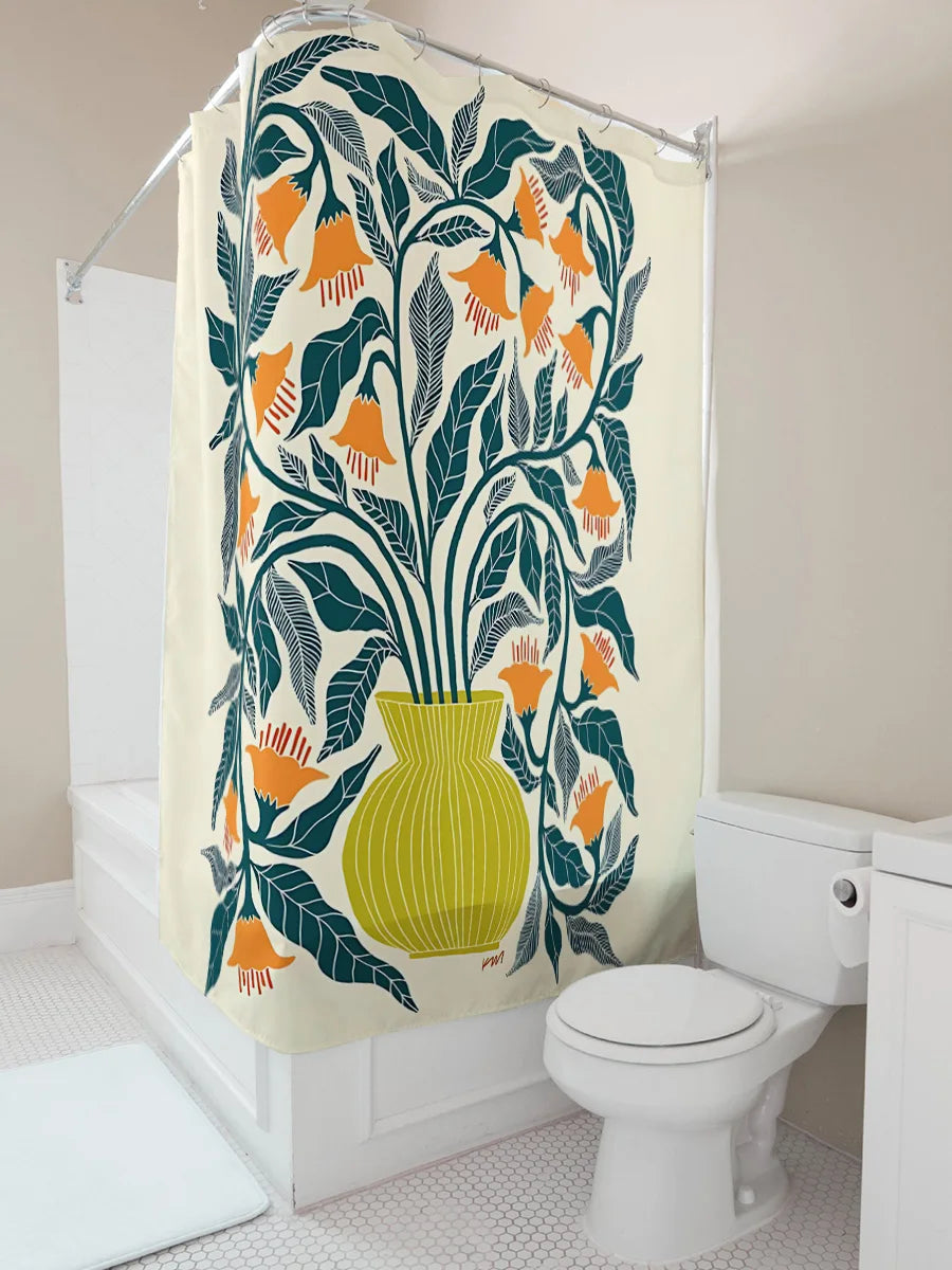 Elegant Floral Bouquet Shower Curtain for a Touch of Nature  Bathroom  Eco-Friendly Fabric   Non-Toxic   Spring Home Decor