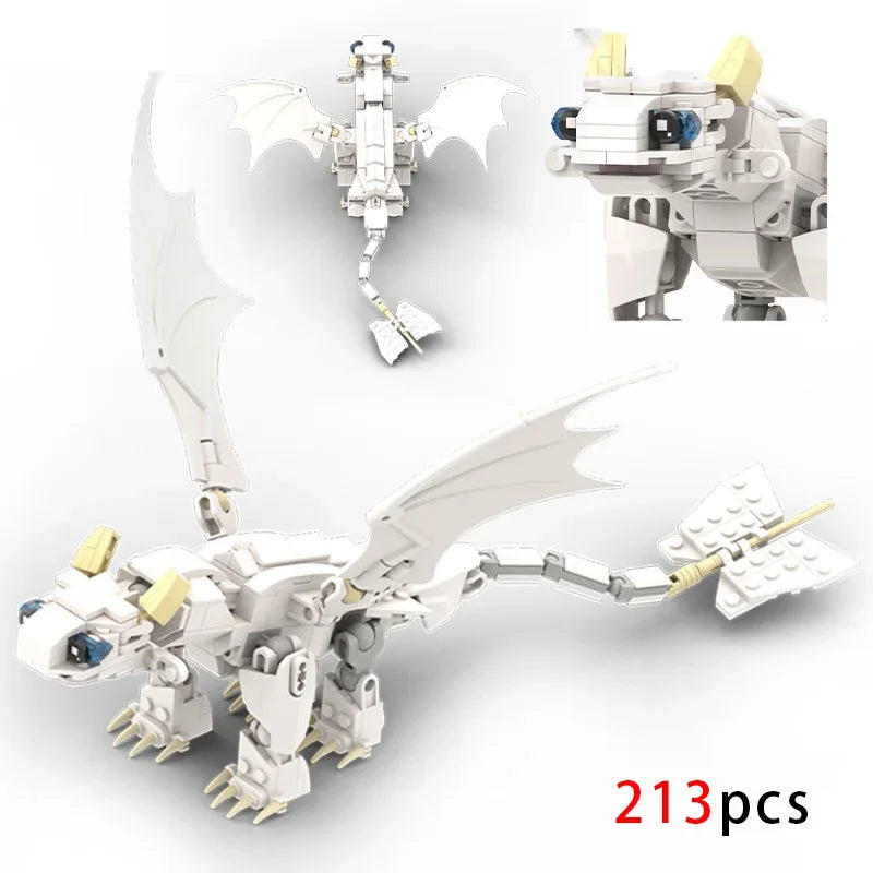 MOC Movie Train Dragon Figure Bricks Construction Toys For Boy Toothless Night Furied Dragon Building Blocks For Children Toys