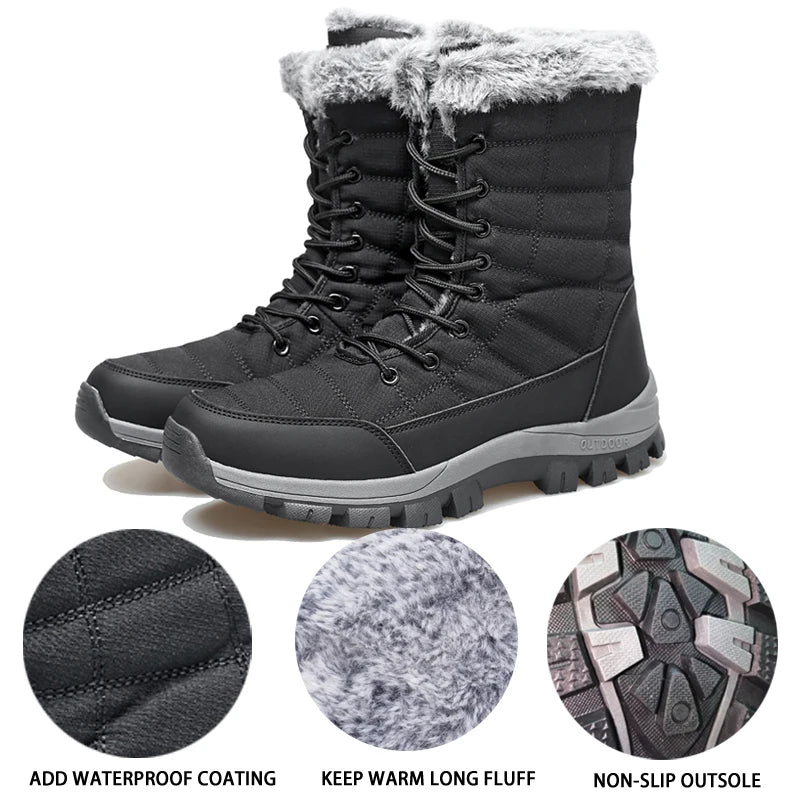 Men’s Winter Snow Boots – Waterproof Anti-Slip Outdoor Shoes