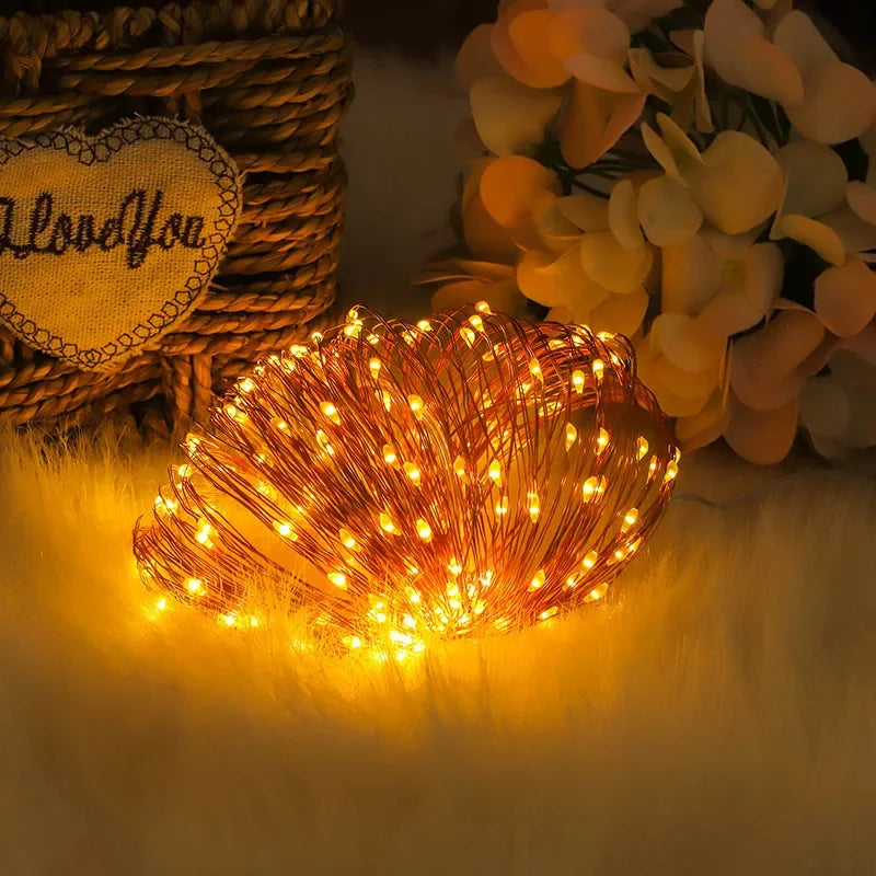 7M~42M Solar Power Fairy String Lights, Waterproof, Copper Wire, Christmas Party Garland, Outdoor Garden, Wedding
