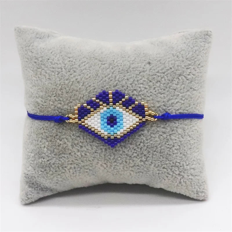 ALIYA Turkish Evil Eye Bracelet for Women Handmade Woven Colorful Miyuki Seed Beads Pulseras Lucky Greek Eye Bracelets Gift
