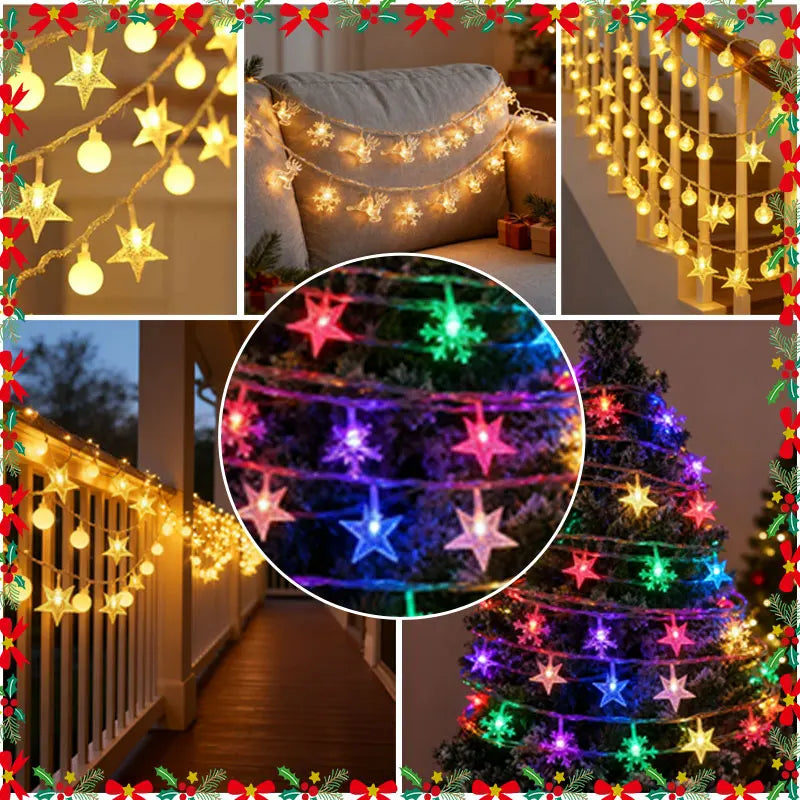 Christmas Lights String Lights Star Snowflake Christmas Tree Light String Battery Power Indoor Outdoor Party Festival Decoration