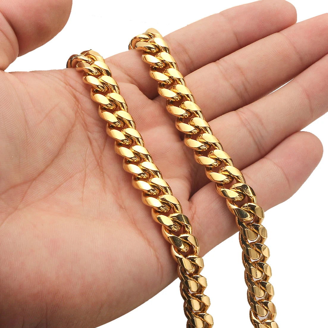 New Arrival 6mm-18mm Any Length 316L Stainless Steel Miami Curb Cuban Chain Necklace for Men & Women Gift Crystal Lock