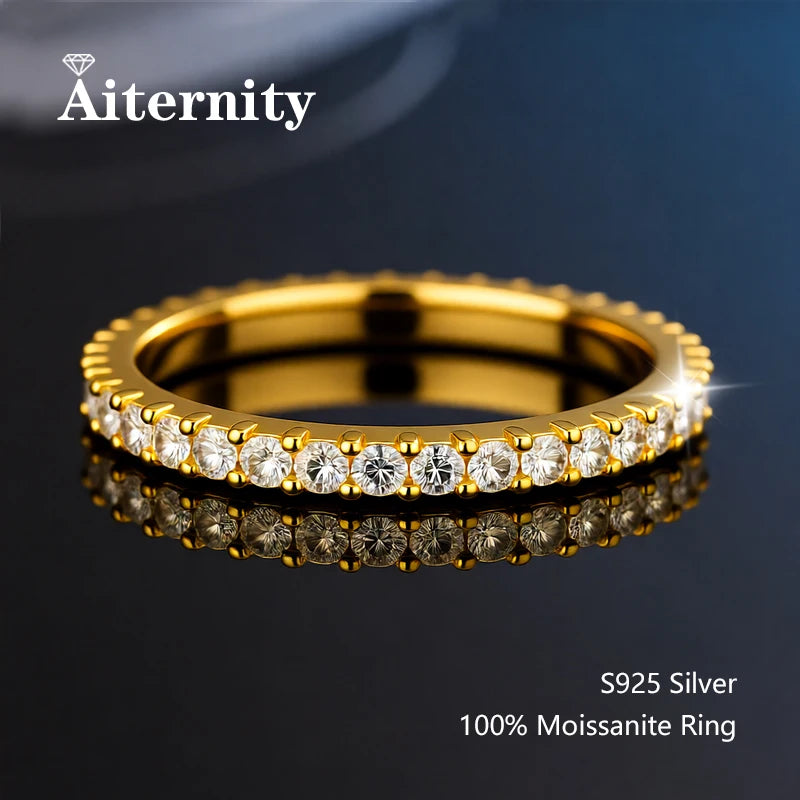 100% Pass Diamond tester Pen Moissanite Ring Matching Wedding Diamond Band for Women 925 Sterling Silver Female Single Tail Ring