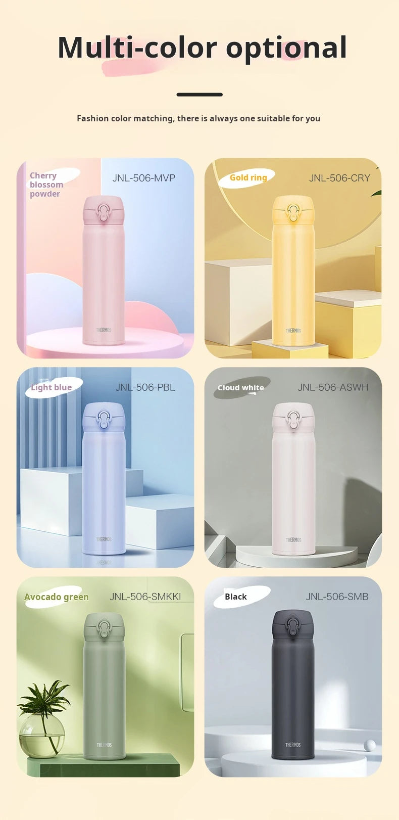 THERMOS Stainless Steel Vacuum Bottle – 350/500ml Hot & Cold