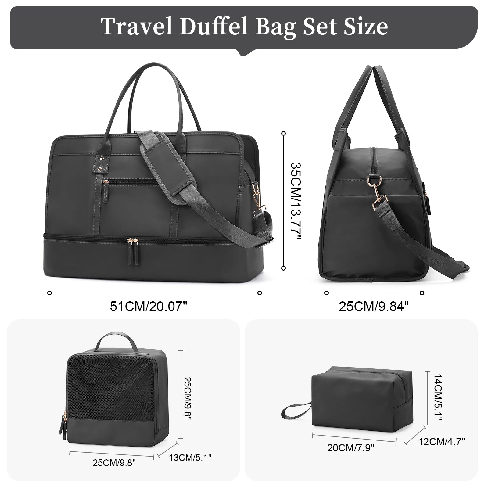 Luggage Travel Bags with a Clothes Bag and Toiletry Bag Large Capacity Daily Commuter Shoulder Bag Woman Tote Bags Handbag Woman