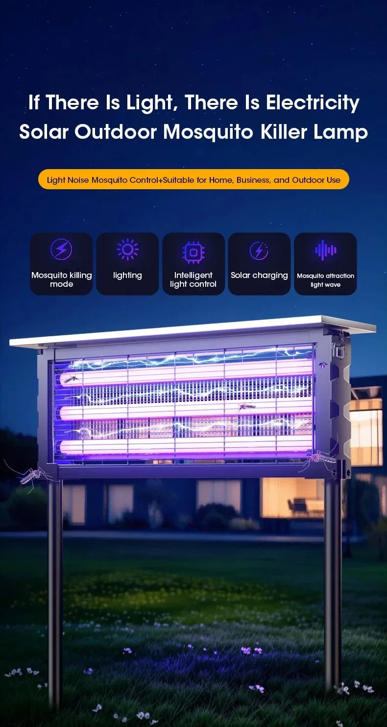 Solar Outdoor Mosquito Killer Lamp UV Light Trap Electric Shock Waterproof  Auto On Off Light Sensor Eco Friendly  Garden Camp