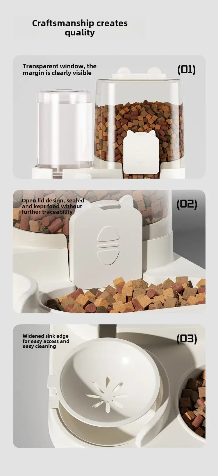 Cat feeder, dog and cat basin, equipped with water dispenser bowl, automatic recycling utensil, universal pet products