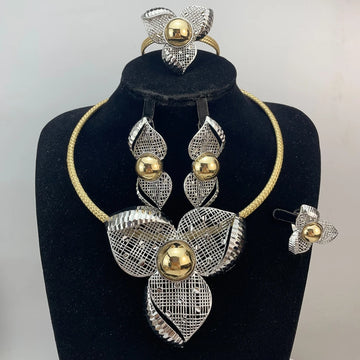 Brazilian Simple Style African Bride Light Weight Colorful Necklace Latest Luxury Jewelry Set For Women Party FHK22799