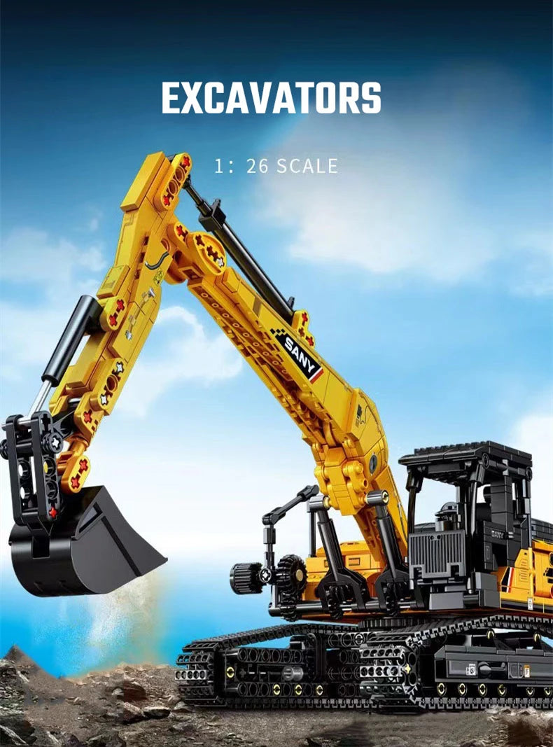 SEMBO BLOCK 1022pcs Excavator Models Building Blocks MOC City Construction Engineering Vehicle Bricks Educational Toys Boys Gift