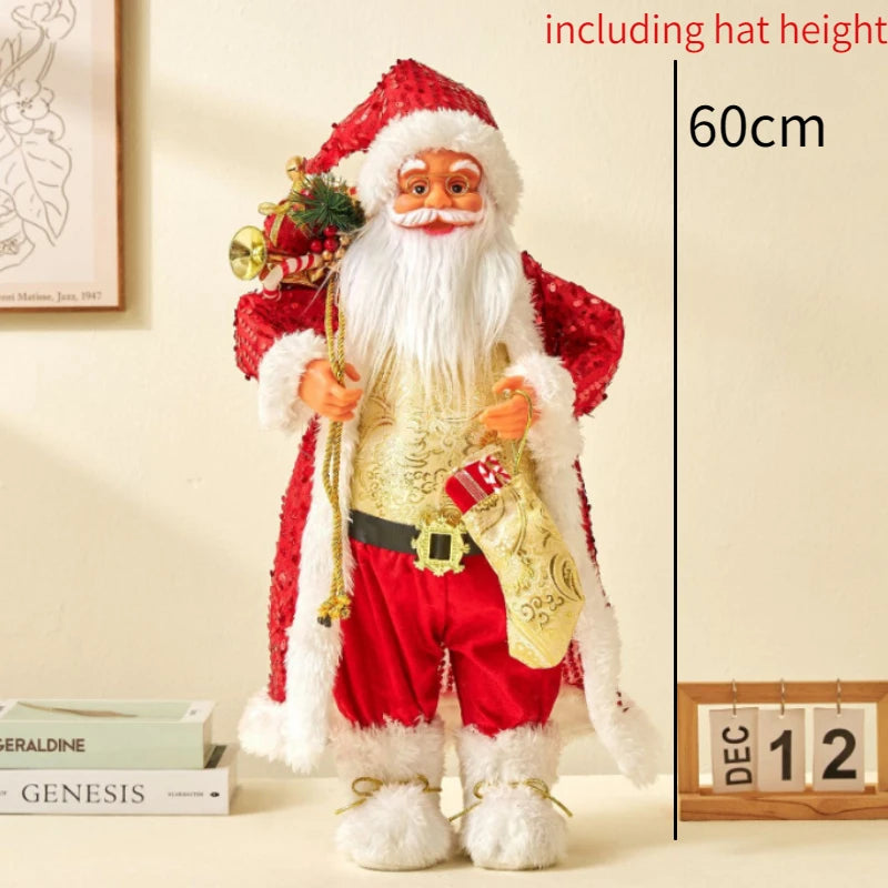 60cm Christmas Large Santa Claus Dolls Ornaments Standing Santa Figurine Doll Christmas Home Decoration Kids Gift navidad