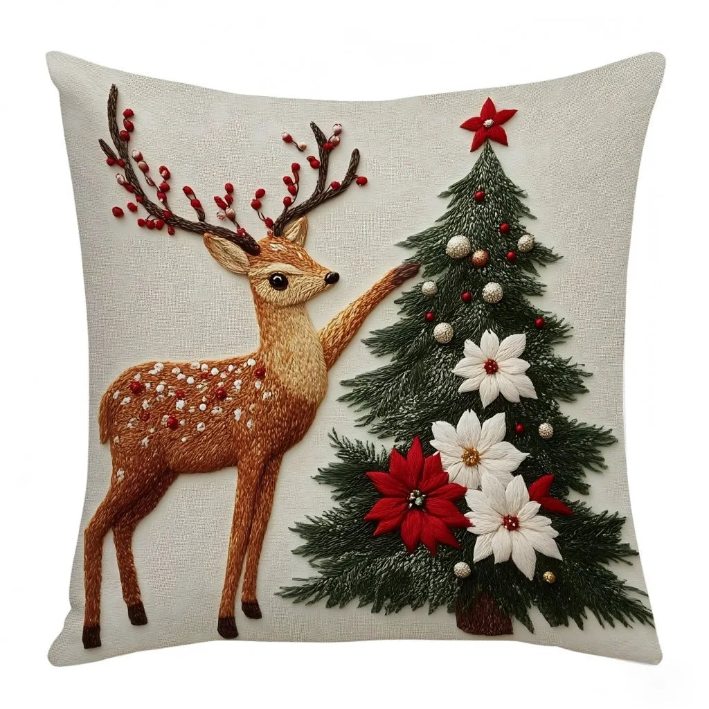 45x45cm Cartoon Christmas Pillow Cover Elk Santa Claus Snowman Xmas Tree Merry Christmas Decor Gift 2025 Happy New Year 2026