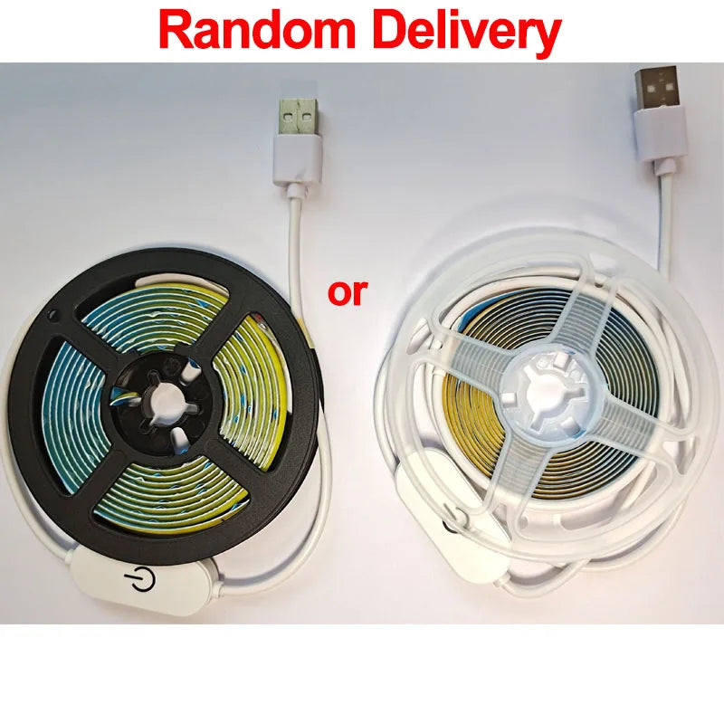5V USB COB LED Light Strip Linear Touch Dimmable Flexible Diode Tape Home Christmas Lights TV Mirror Backlight Room Decoration