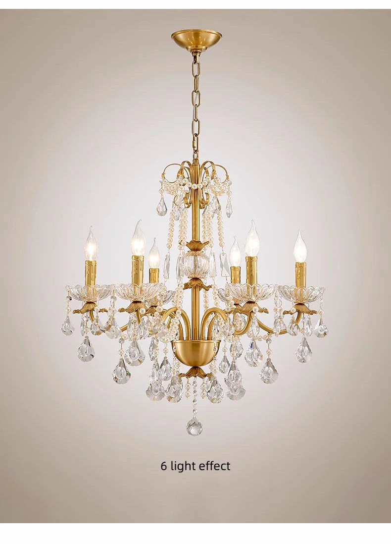 French Luxury Candle Chandelier Foyer Lustre K9 Crystal Pendant Lights French Candle Droplight Home Decor Led Lamparas Lamp