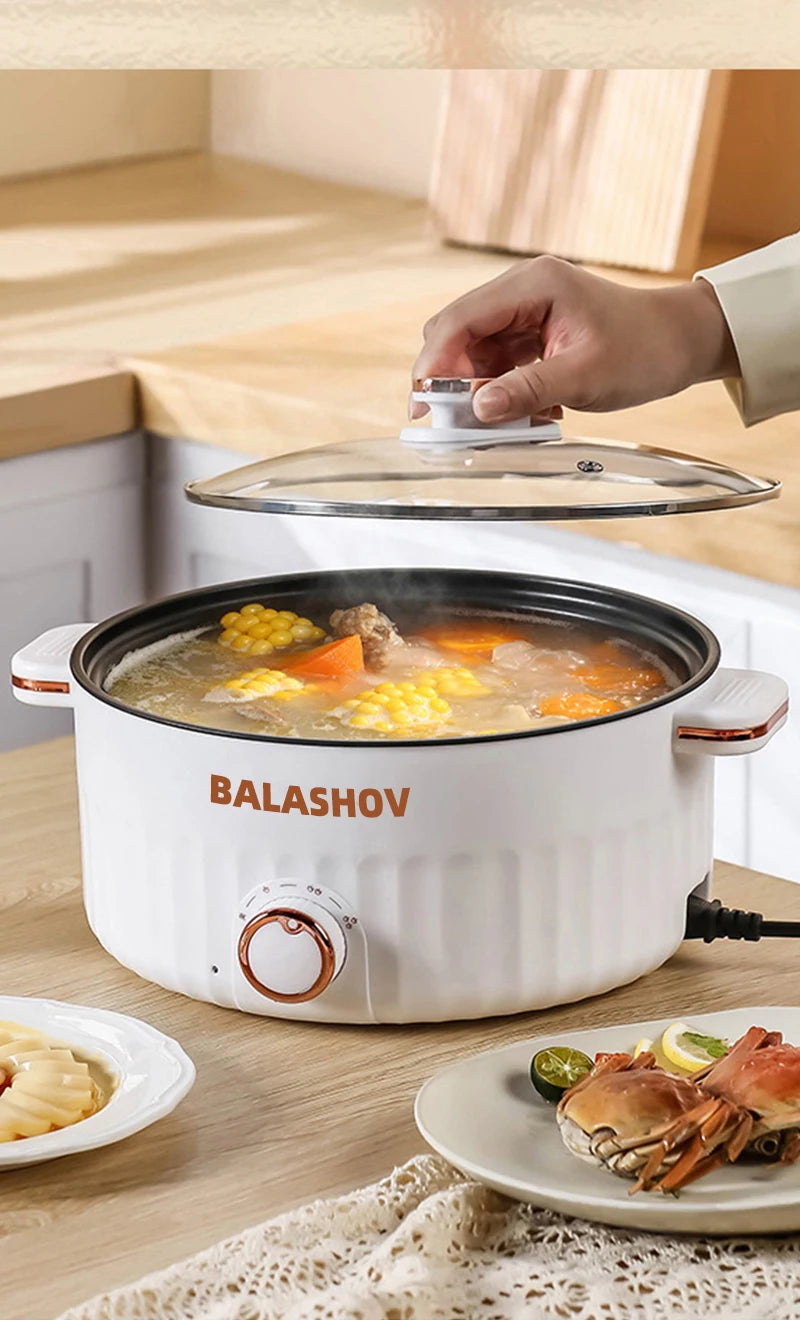 Electric Cooker Dormitory Multi Cooker Household for Hot Pot Cooking and Frying and Double Layer Soup Heater Pot Fry EU /US Plug