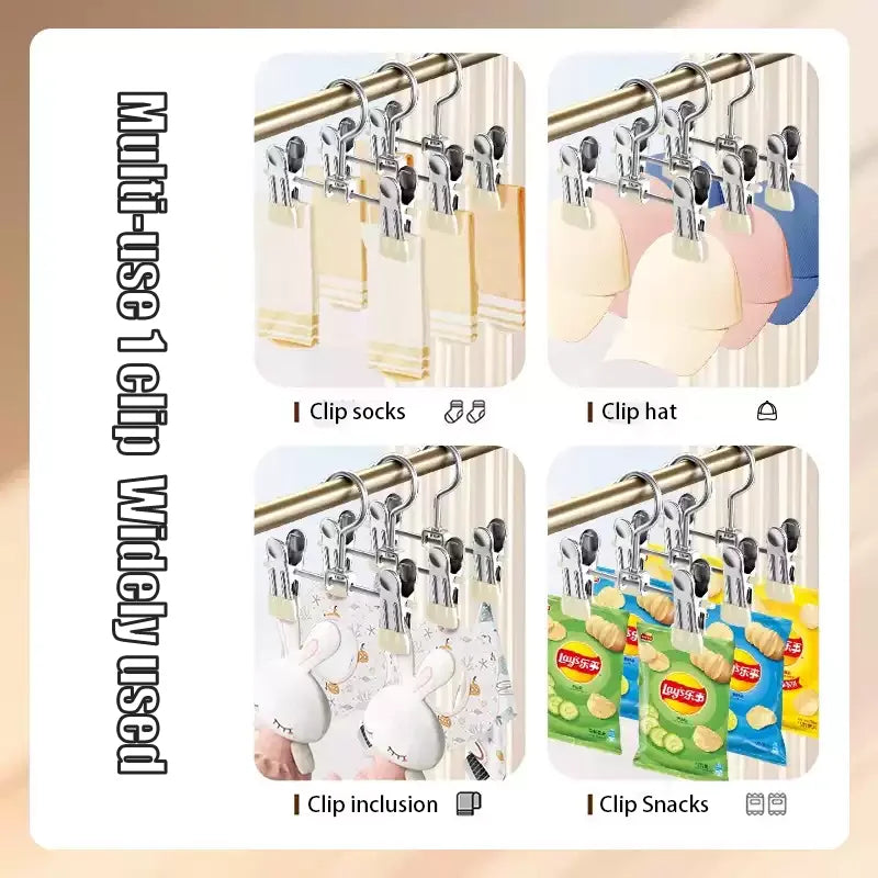 Stainless Steel Multi-Functional Clothes Hanger Clips – Wardrobe Organizer