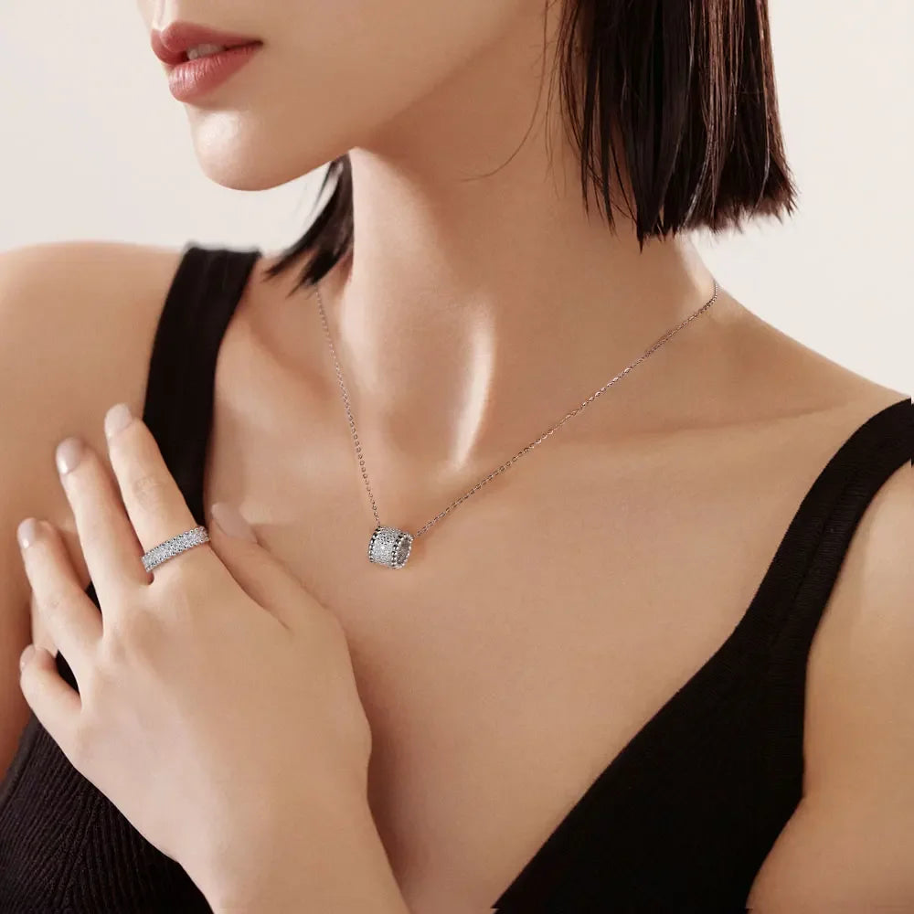 Full Moissanite Ring Dating Couple Promise Rings 925 Sterling Silver D Color VVS1 Diamond Wedding Bands for Women Fine Jewelry