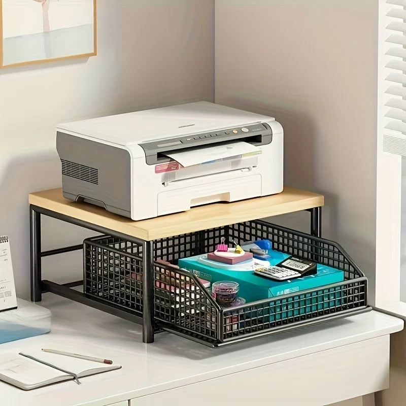 Modern kitchen microwave rack storage rack - sturdy solid wood and metal structure, space-saving countertop storage rack