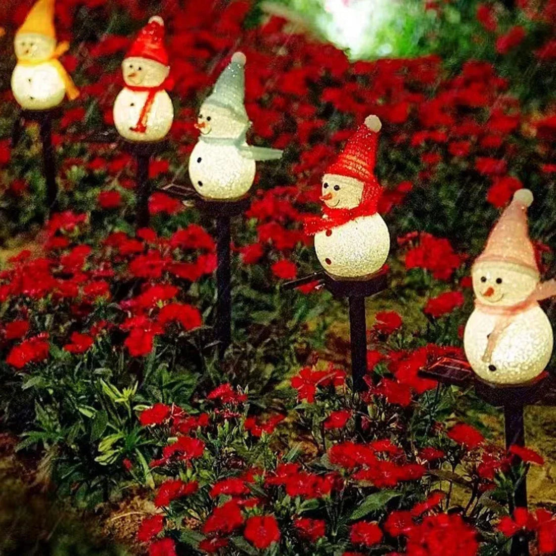 LED Christmas Solar Garden Decoration Light Solar Powered Snowman Lawn Light Outdoor Away Courtyard Terraces Decorative Lamp