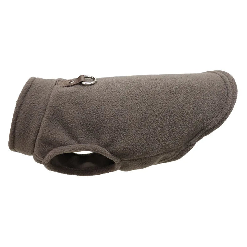 Fleece Dog Sweater Warm Vest with Leash Ring