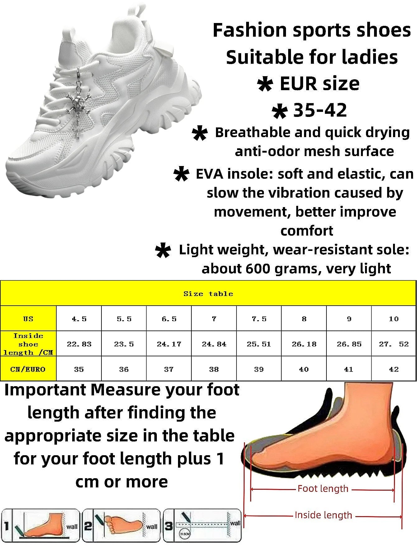 Women’s White Platform Sneakers – Punk Style Lace-Up Shoes