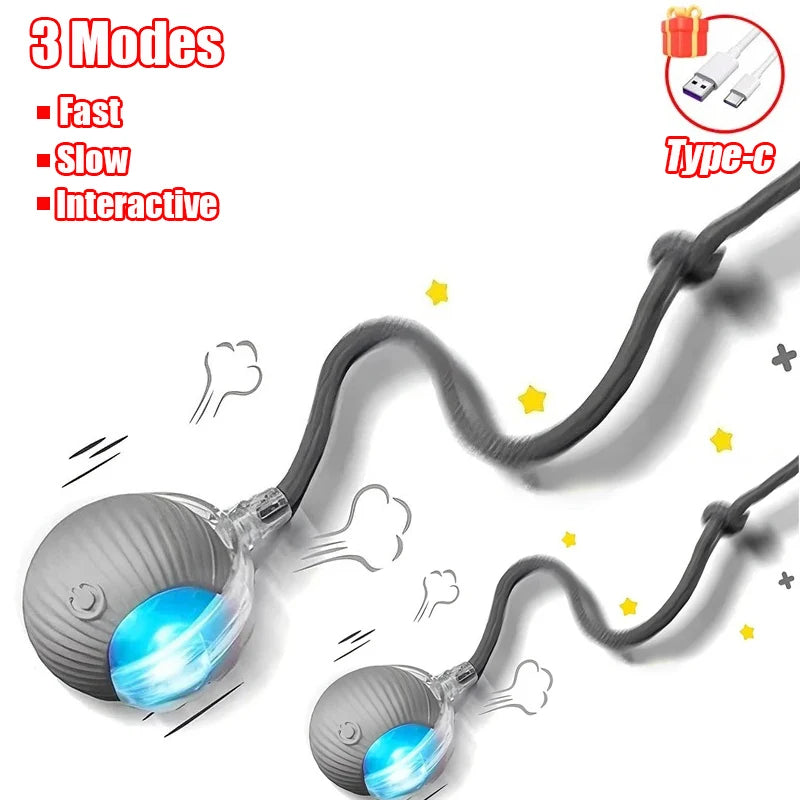 Smart Interactive Cat Ball Toy with Faux Tail