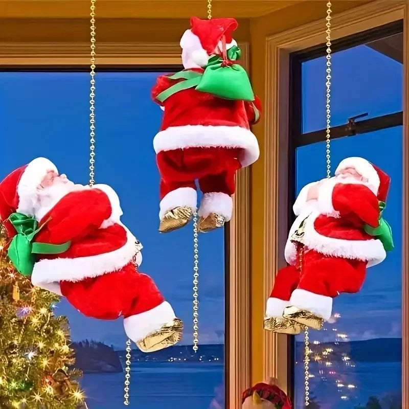 Electric Climbing Santa Claus Christmas Ornament Festive Decoration for Kids Gift Shopping Mall Holiday Scene Display
