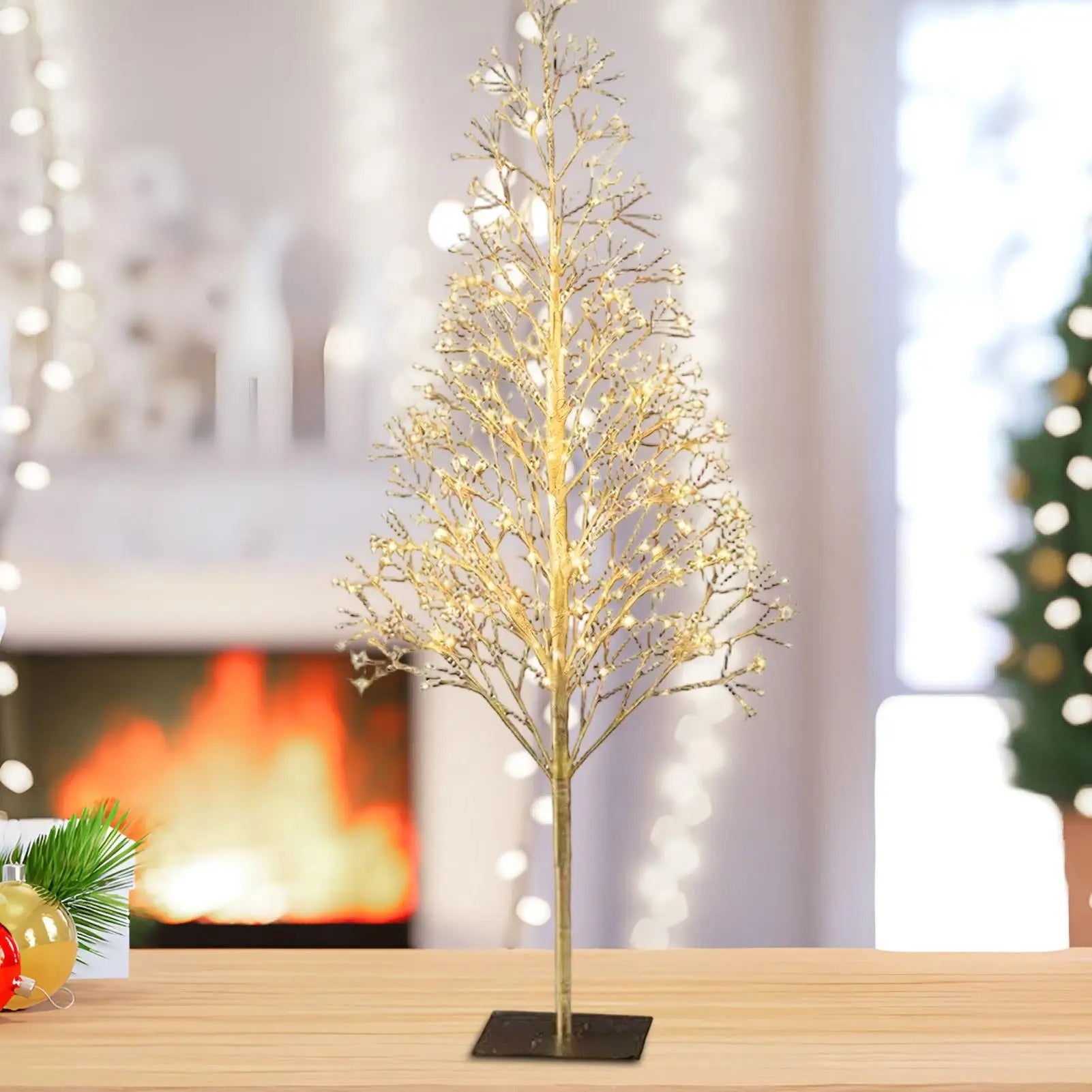 Christmas Trees With LED Lights Warm White Sparkling Gold Trees Twinkling Outdoor Decoration Pre-Lit Christmas Trees Light