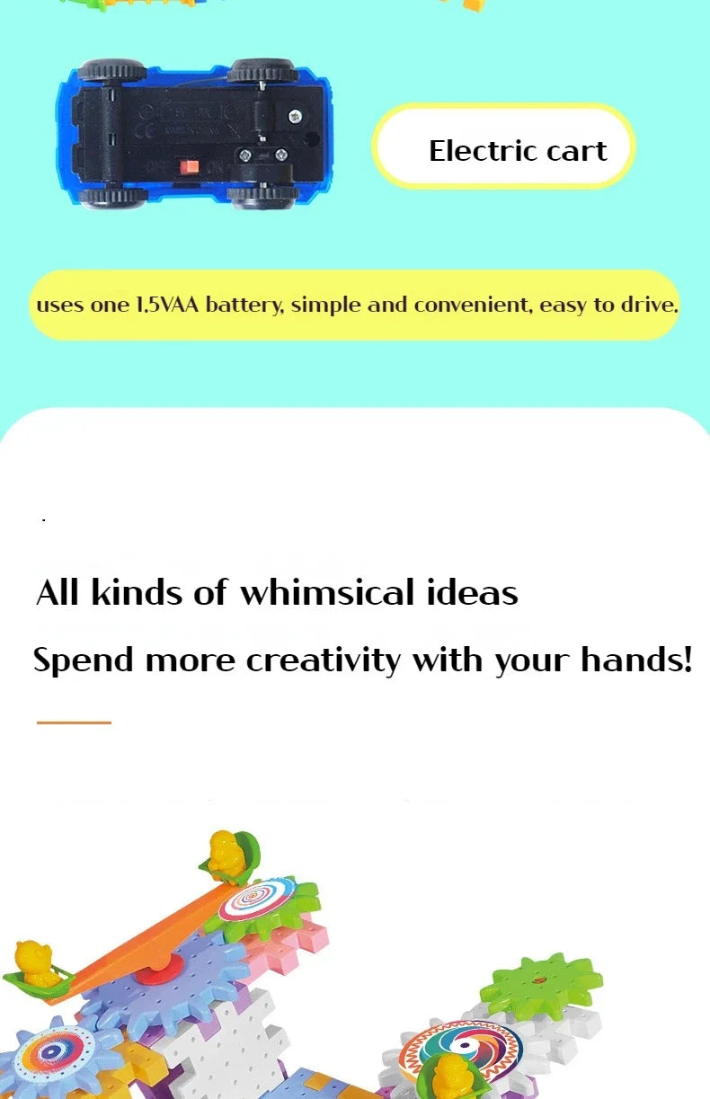 Electric Gears 3D Puzzle Model Building Kits Plastic Brick Blocks Educational Toys for Kids Children Gear Blocks Building Toys