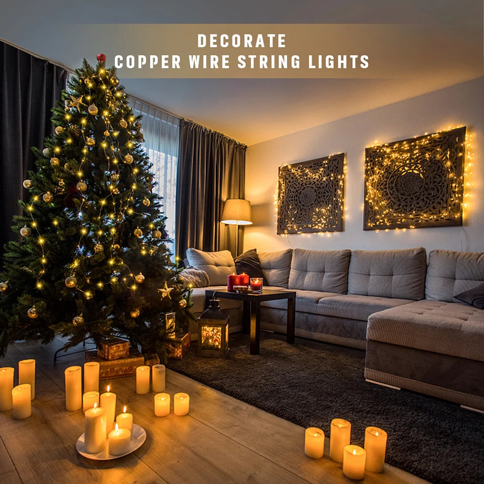 Outdoor LED String Lights Garland 100M Waterproof Fairy Light Festoon 220V Copper Wire Chain Lamp Christmas Wedding Party Decor