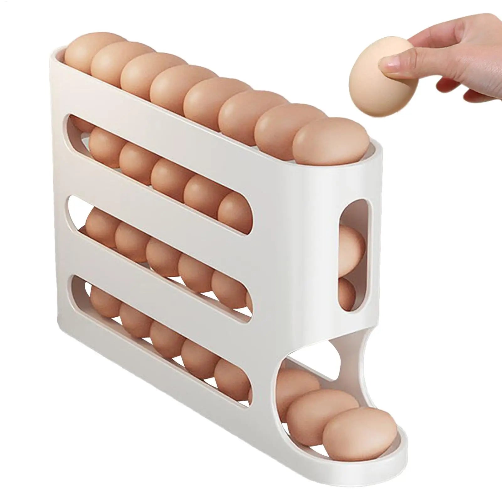 4 Layers Automatic Egg Roller New Household Kitchen Dedicated Egg Roller Rack Space Saving Large Capacity Egg Organiser
