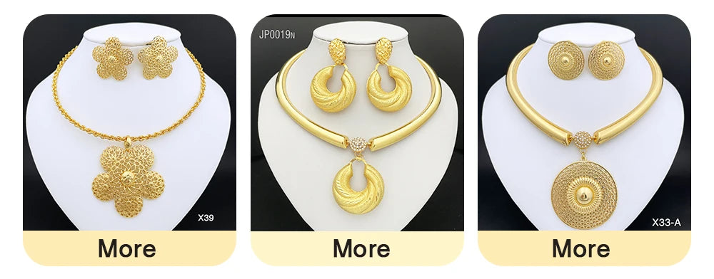 Luxury 18K Gold Plated Jewelry Set Italy Dubai Necklace Earrings Bracelet Ring For Women Mother's Day Gift ﻿