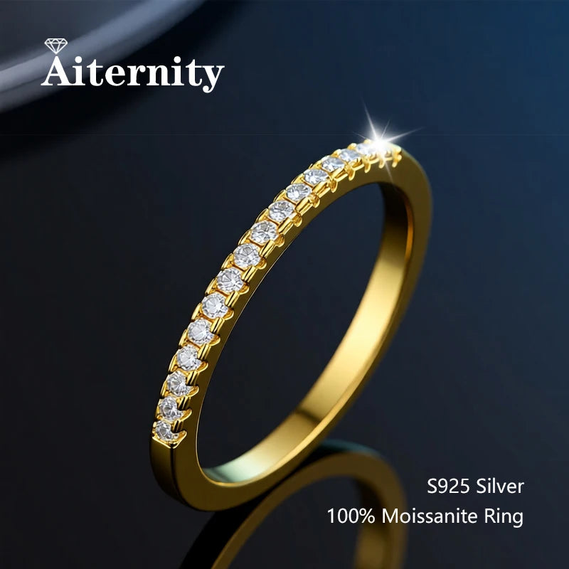 100% Pass Diamond tester Pen Moissanite Ring Matching Wedding Diamond Band for Women 925 Sterling Silver Female Single Tail Ring