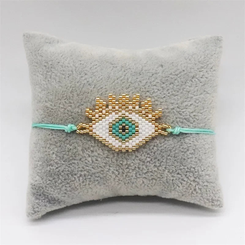 ALIYA Turkish Evil Eye Bracelet for Women Handmade Woven Colorful Miyuki Seed Beads Pulseras Lucky Greek Eye Bracelets Gift