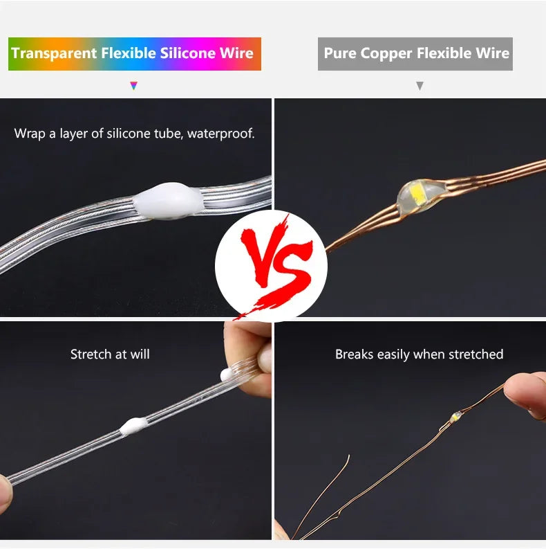 Christmas Tree LED Fairy Lights Smart Bluetooth Garland Festoon LED Chain Light Outdoor Waterproof New Year Decoration 2025