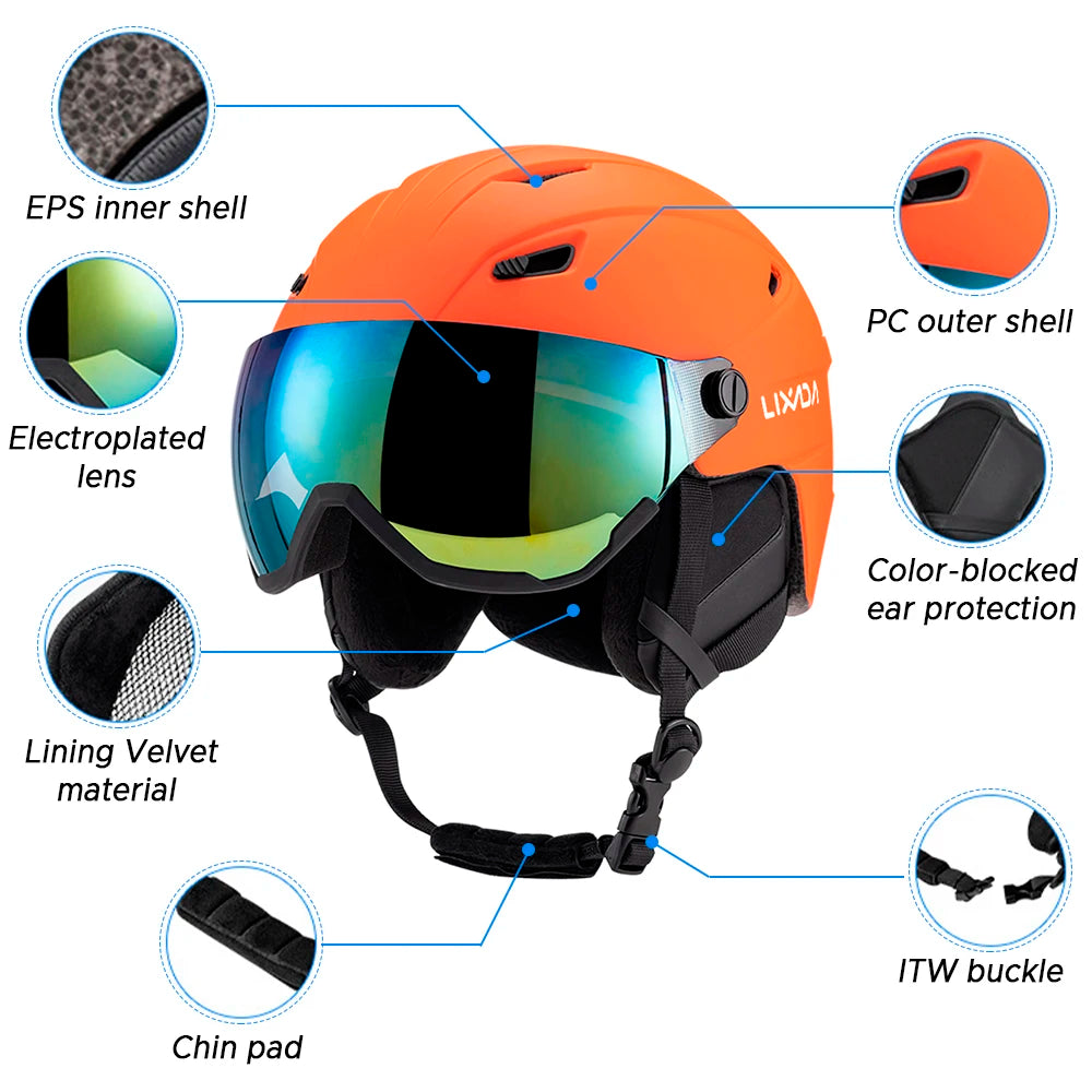 Ski & Snowboard Helmet with Integrated Visor