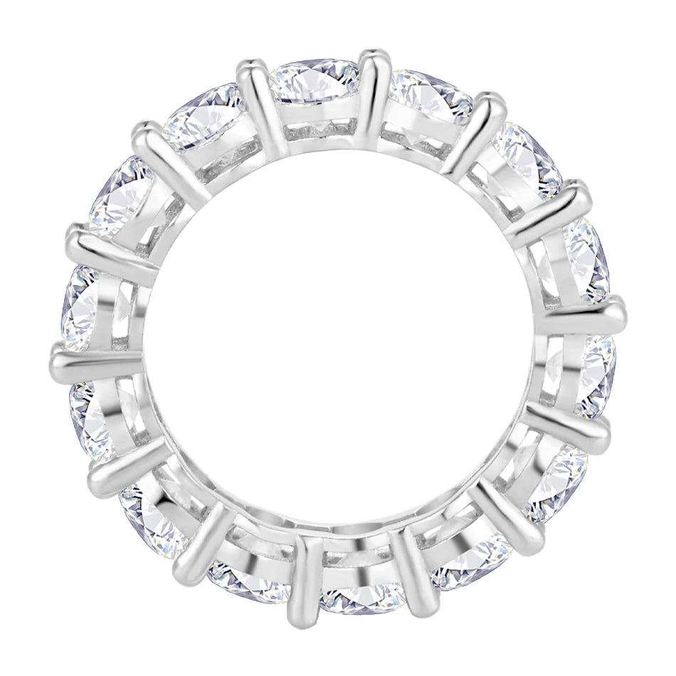 URMYLADY 5mm Full Moissanite Ring for Women Sparkling Wedding Eternity Bands 100% S925 Sterling Silver Jewelry Classic Ring GRA