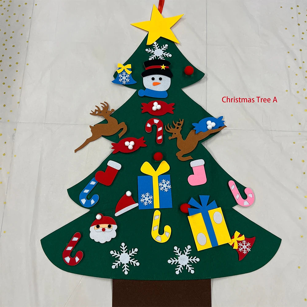 DIY Felt Christmas Tree Christmas Decoration for Home Navidad 2022 New Year Christmas Ornaments Santa Claus Xmas Kids Gifts