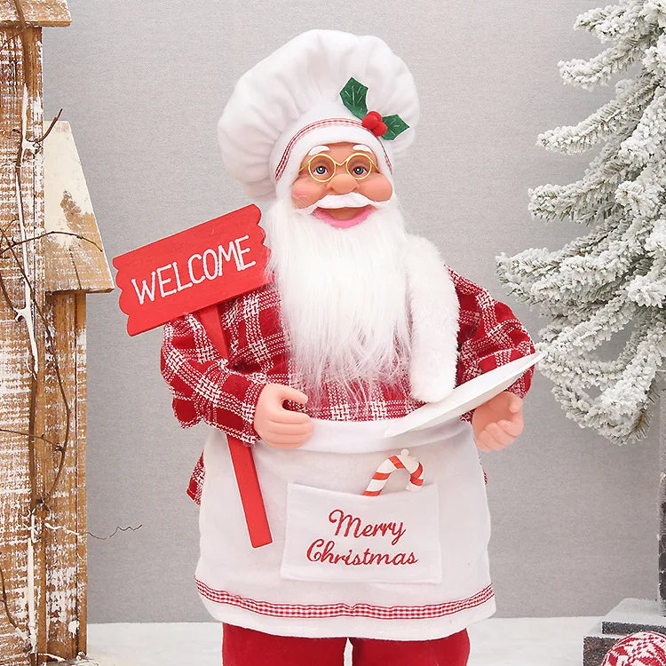 12 inch Christmas Standing Chef Santa Claus Merry Christmas Decoartions For Home Xmas Ornaments Navidad Party Supplies Noel 2023