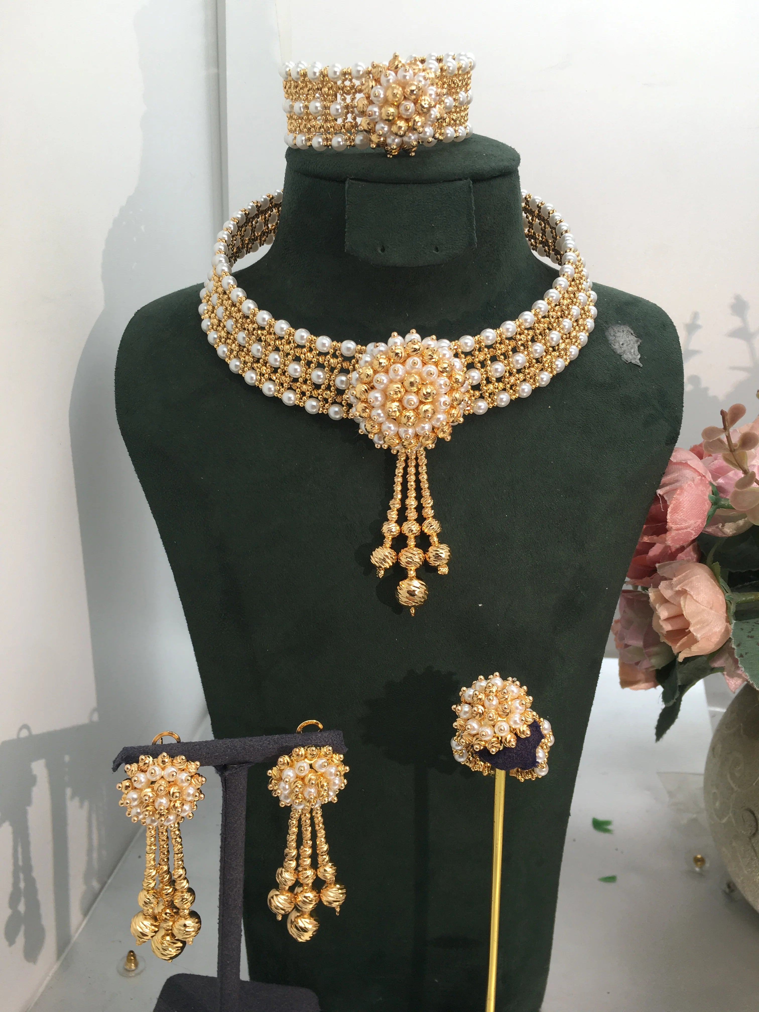 ACCKINGTrendy Fashion2 PCS Luxury Waterdrop Indian Jewelry Sets For Women Wedding Party Indian Dubai Bridal jewelry Set