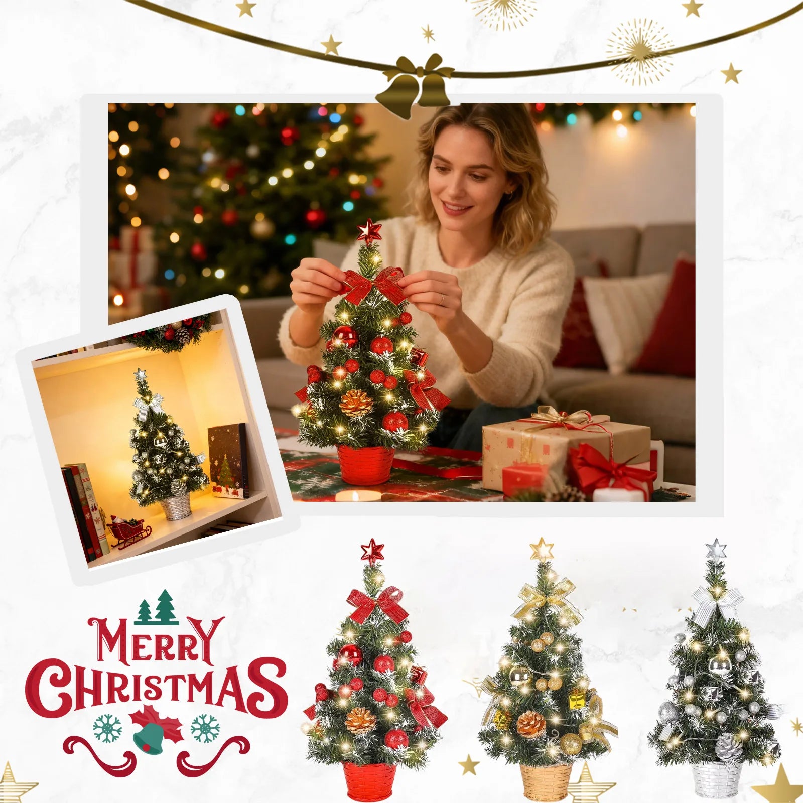 40cm Christmas Tree With Lights Mini Christmas Tree Desktop Christmas Tree Desktop Decorations New Year Party Decoration Navidad