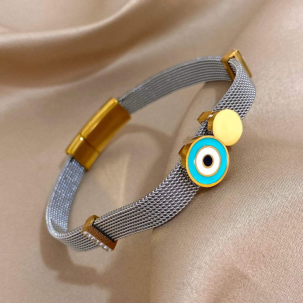 Greatera Round Eye Watch Bracelet Five-pointed Star Accessory Strap Design Stainless Steel Women's Bangle Gift Jewelry Trendy