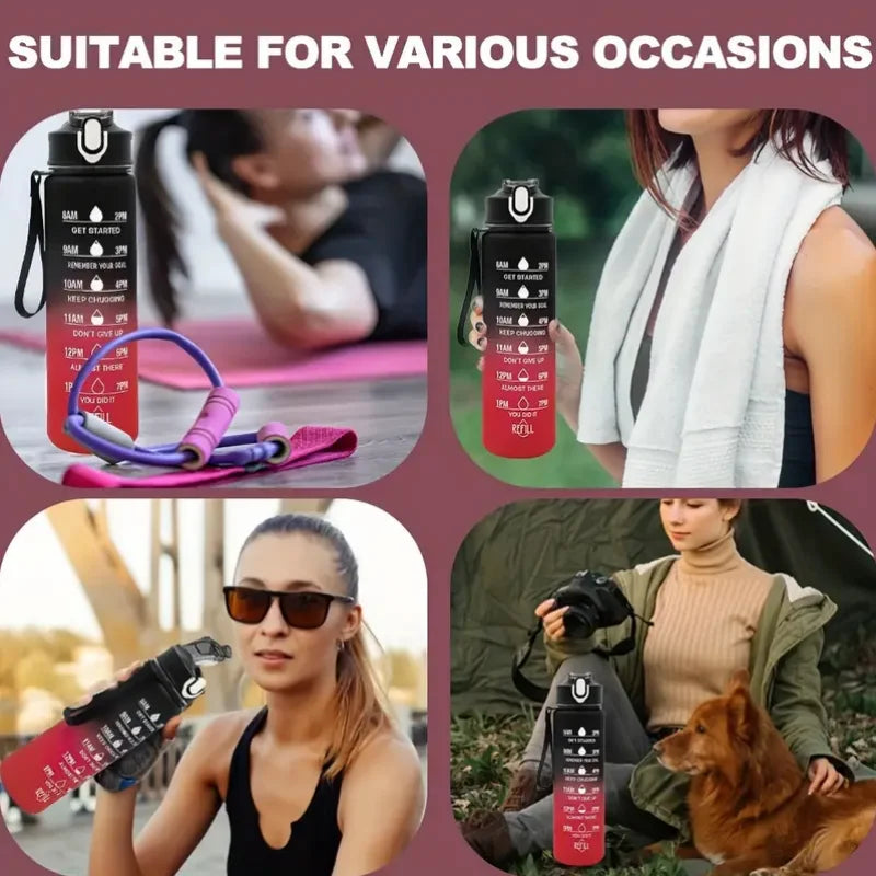 750ML Sports Water Bottle with Time-Tracking Straw Leak Proof Locking Flip Cover for Easy Carry Ideal for Outdoor Adventures