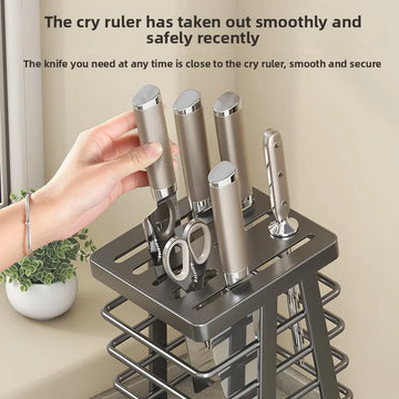 Kitchen knife rack storage rack countertop drainage all-in-one knife storage rack kitchen knife rack for home knife holder